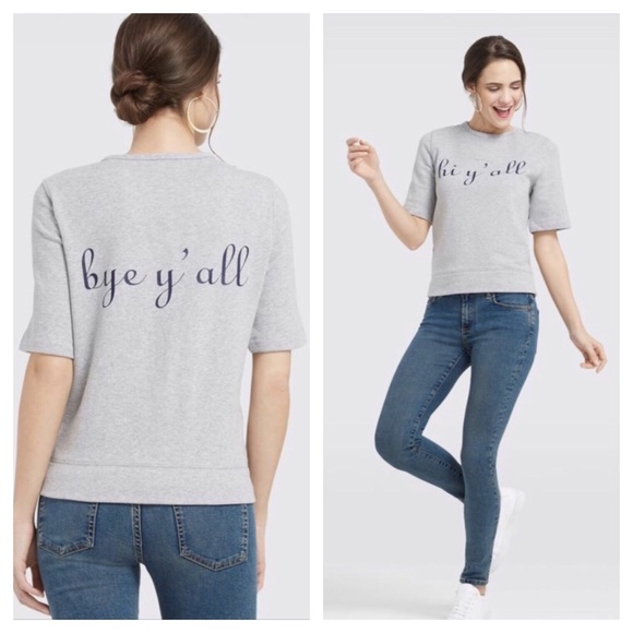 Draper James Tops - Draper James Hi Y’all Bye Y’all Grey Sweatshirt L
